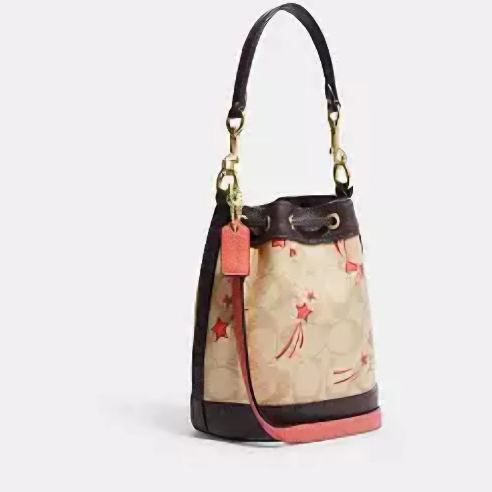 COACH Bags Mini Dempsey Bucket Bag in Signature Canvas with Heart And Star Print - Picture 4 of 11